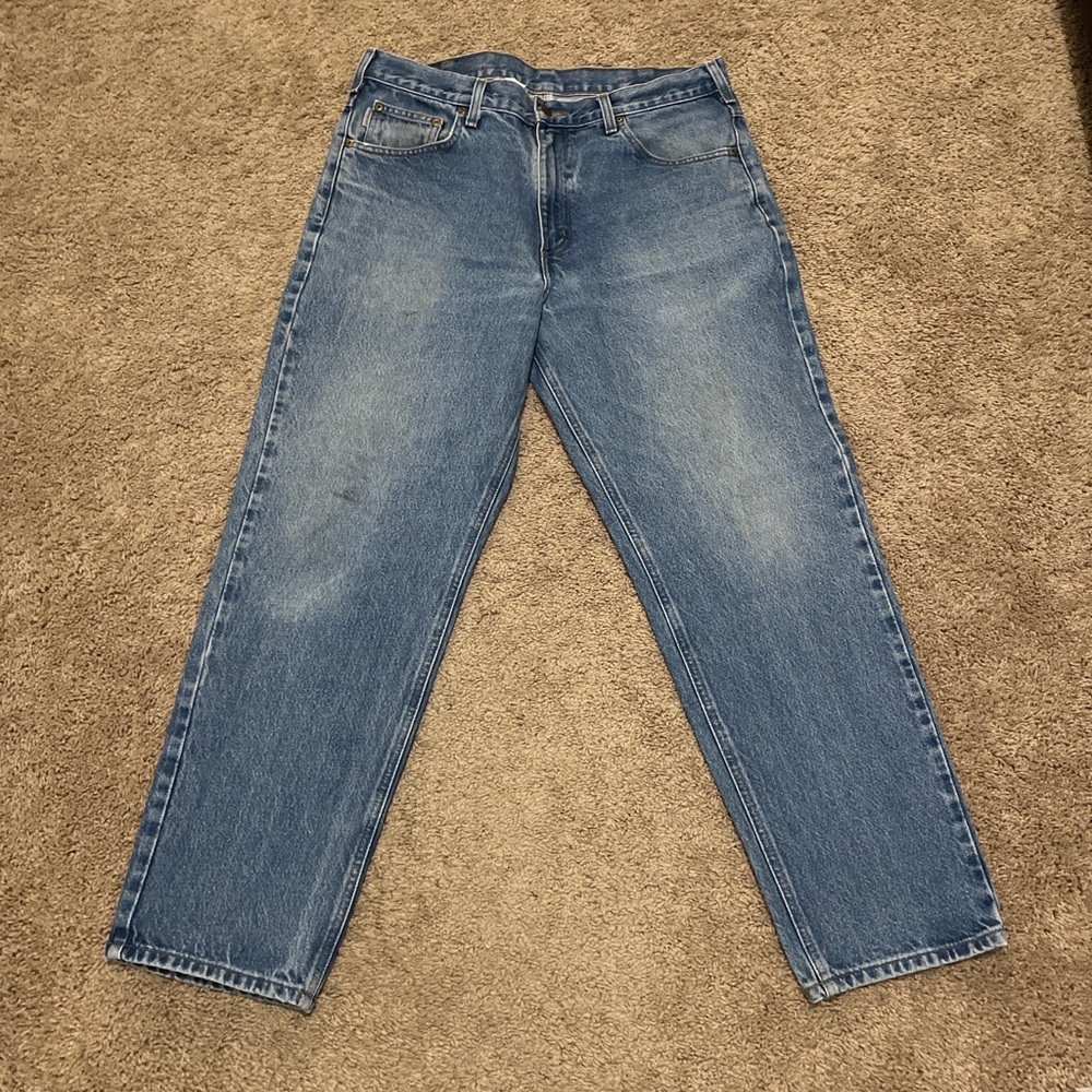 Men’s Carhartt Regular Fit denim jeans blue size 34 worn in ready to wear